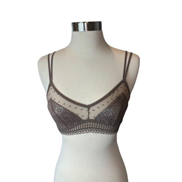 Victorias Secret Bra Women Bralette Lace Mesh Adjustable Straps Gray Extra Small - Picture 1 of 12